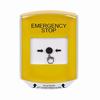 Show product details for GLR2A1ES-EN STI Yellow Indoor Only Shield w/ Sound Key-to-Reset Push Button with EMERGENCY STOP Label English