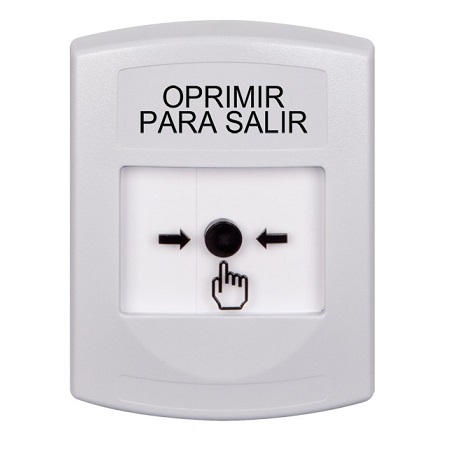 GLR301PX-ES STI White Indoor Only No Cover Key-to-Reset Push Button with PUSH TO EXIT Label Spanish