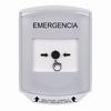 Show product details for GLR3A1EM-ES STI White Indoor Only Shield w/ Sound Key-to-Reset Push Button with EMERGENCY Label Spanish