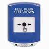 GLR421PS-EN STI Blue Indoor Only Shield Key-to-Reset Push Button with FUEL PUMP SHUT-DOWN Label English