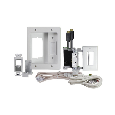 HT22U2-WH-R6C Legrand On-Q Flat Screen TV Pro Power and Cable Management Kit with 2 x HDMI Cables - White