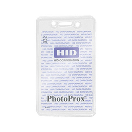 IDHOLDER100 Clear Vinyl Proximity Badge Holder with Slot and Chain Holes - 100 Pack