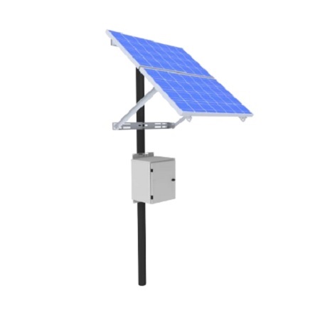 KBC-AL2-800W KBC Networks 800 Watt Advanced Remote Solar Power Kit with 2 x 400W Solar Panels, 14" D x 16" W x 19" H Powder-Coated Aluminum Enclosure and Adjustable Mount for Top of Pole