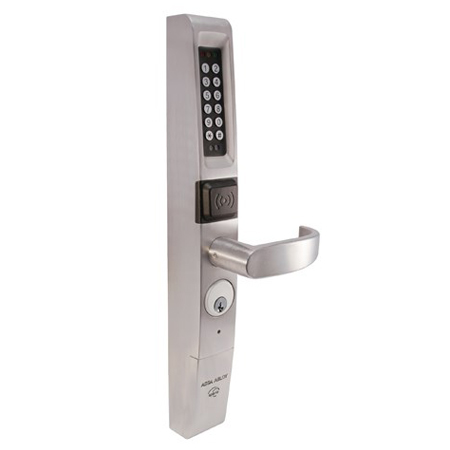 KT-APERA100-001 Kantech A100 Wireless Narrow Keyless Door Lock for Deadlatch and Exit Devices – HID 1356 MHz iCLASS Card Reader