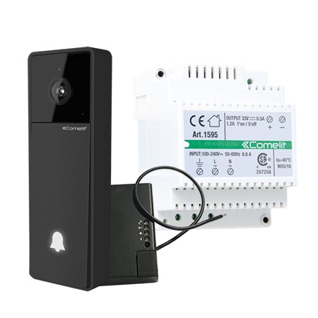 KVV8111 Comelit Visto VIP WiFi Video Doorbell Camera Kit with Power Supply Unit