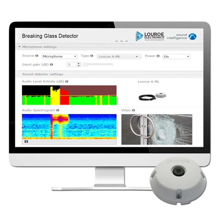 LE-815 Louroe Electronics Glass Break Detector Embedded Option of Analytics Software for Glass Break and Two-Years of Software Assurance