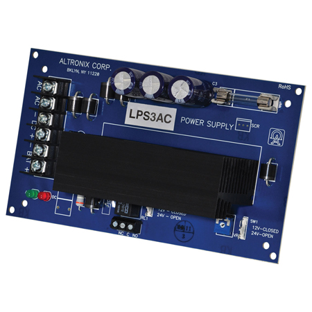 LPS3AC Altronix Linear Power Supply/Charger w/ AC Monitoring - 12VDC/24VDC@2.5amp - 5amp on Demand