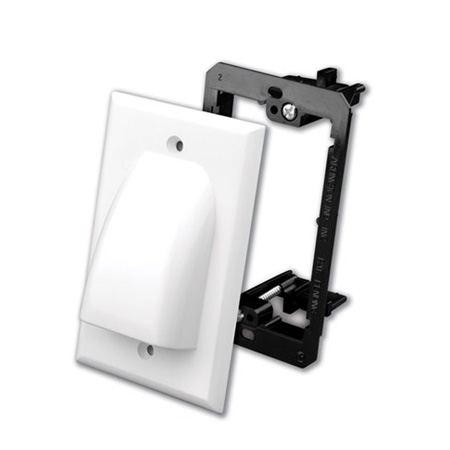 LV1VAN1WH Vanco Flat Panel Bulk Cable Wall Plate with Mounting Bracket Kit White
