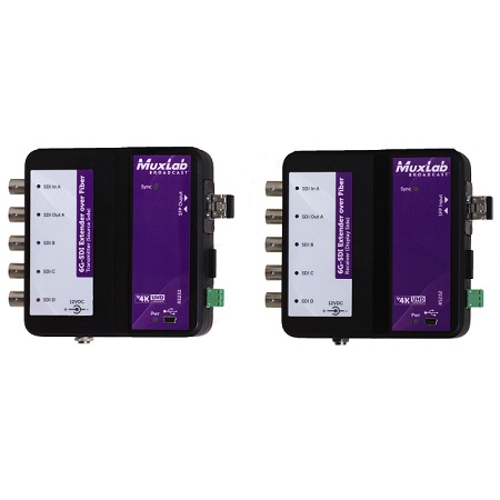 500734 Muxlab 6G-SDI Extender Over Fiber Optic with Return Channel
