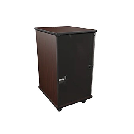MFR-2027GC Middle Atlantic Mobile Furniture Rack, 20 Space, 27 Inch Deep, Melamine, Plexi Door, Grained Dark Cherry