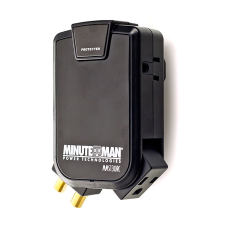 MMS130RC Minuteman 3-Outlet/1-Rotating Outlet, 1 Rotating Coax Slimline Wall-Tap