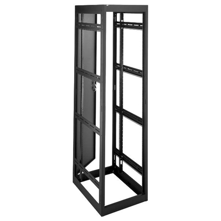 MRK-4026 Middle Atlantic 40 Space (70 Inch), 26 Inch Deep Gangable Rack with Rear Door, Black Finish