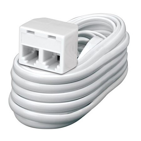 MTE215W Vanco Cord Extension Modular Plug/ Dual Jack 15 ft White
