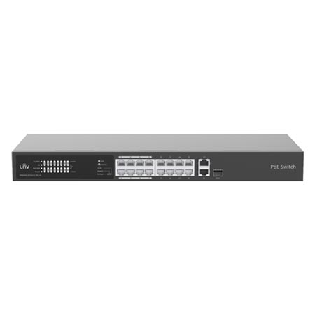 NSW2020-16T1GT1GC-POE-IN Uniview 16 PoE Ports + 1 Gigabit Uplink + 1 Gigabit Combo Ports 225W Unmanaged Rackmount PoE Switch