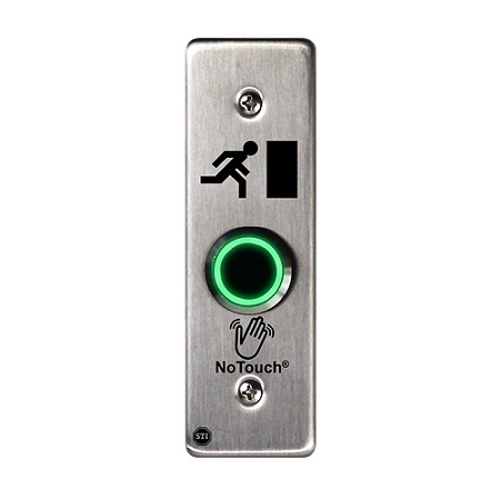 NT-SS000-EN STI NoTouch Stainless Steel IR Switch - Slim/Mullion Mount w/ Back Box - Door Symbol