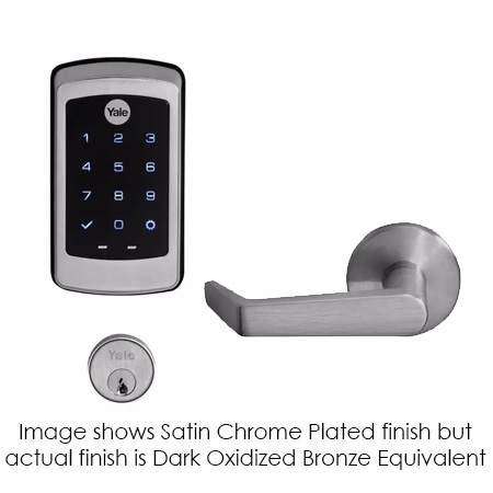 NTM617-ZW3-613E-RH Yale Mortise Lock with Pushbutton Keypad-Cylinder Override with Thumbturn ZW Module - Dark Oxidized Bronze Equivalent - Right Hand