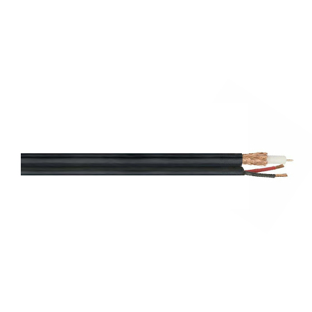 R001536M1B Remee Siamese 18 AWG Shielded Solid Bare Copper RG59 Plus 18 AWG 2 Conductors Stranded Bare Copper CMR Non-Plenum CCTV Cable - 1000' Reel - Black