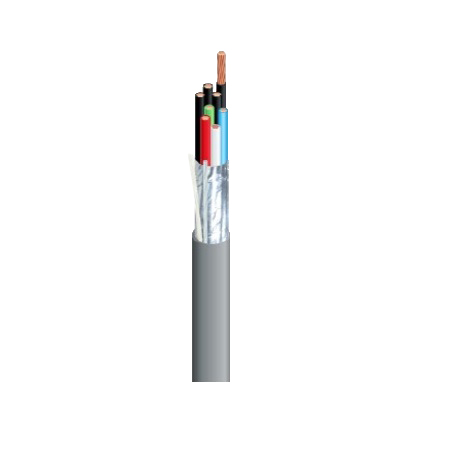 R20076-1D Southwire 22 AWG 6 Conductors Shielded Aluminum Foil Stranded Bare Copper CMR/CL3R Non-Plenum Cable - 500' Pull Box - Gray