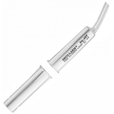 SM-207Q/W-10 Seco-Larm 3/8" Press-Fit Mount N.C. Magnetic Contact w/ Pre-Wired Leads - White - Pack of 10