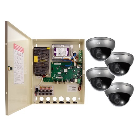 ZIPTWP471 Speco Technologies 4 Channel HD-TVI DVR Up to 60FPS @ 1080p - 1TB w/ 4 x Outdoor Dome Cameras - Gray