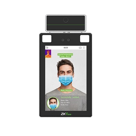 SF1008T+HID ZKTeco USA Visible Light Facial Recognition Reader - Vertical + Body Temperture & Mask Detection Thermal Imaging Camera - HID