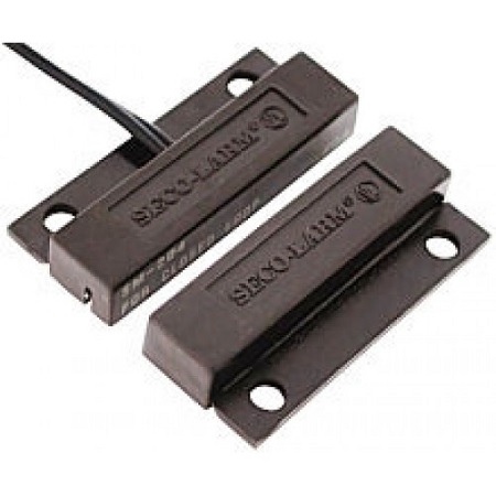 SM-204Q/BR-10 Seco-Larm Surface Mount N.C. Magnetic Contact w/ Flange and Pre-Wired Leads - Brown - Pack of 10