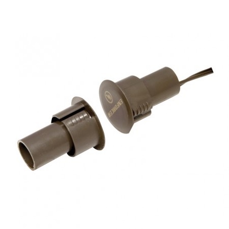 SM-4105-LQ-B-10 Seco-Larm 3/4" Steel Door Recessed-Mount Magnetic Contact Switch with 18" Lead - Brown - 10 Pack