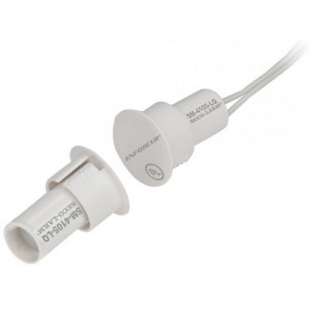 SM-4105-LQ-W-10 Seco-Larm 3/4" Steel Door Recessed-Mount Magnetic Contact Switch with 18" Lead - White - 10 Pack