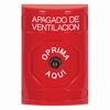 Show product details for SS2000HV-ES STI Red No Cover Key-to-Reset Stopper Station with HVAC SHUT DOWN Label Spanish