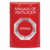 Show product details for SS2001HV-ES STI Red No Cover Turn-to-Reset Stopper Station with HVAC SHUT DOWN Label Spanish