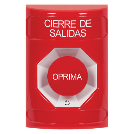 SS2001LD-ES STI Red No Cover Turn-to-Reset Stopper Station with LOCKDOWN Label Spanish