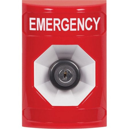 SS2003EM-EN STI Red No Cover Key-to-Activate Stopper Station with EMERGENCY Label English