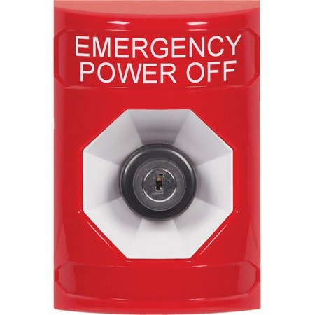 SS2003PO-EN STI Red No Cover Key-to-Activate Stopper Station with EMERGENCY POWER OFF Label English