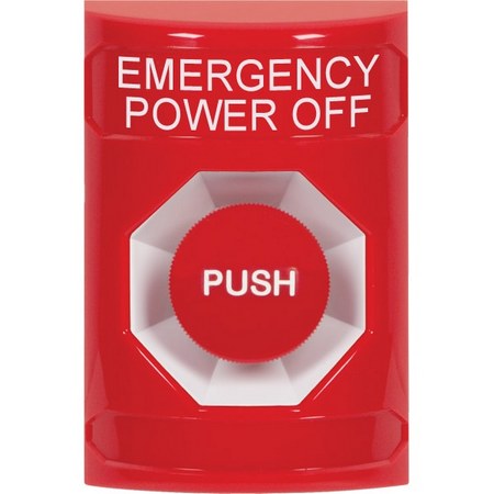 SS2004PO-EN STI Red No Cover Momentary Stopper Station with EMERGENCY POWER OFF Label English