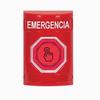 Show product details for SS2006EM-ES STI Red No Cover Momentary (Illuminated) with Red Lens Stopper Station with EMERGENCY Label Spanish