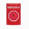 Show product details for SS2007EM-ES STI Red No Cover Weather Resistant Momentary (Illuminated) with Red Lens Stopper Station with EMERGENCY Label Spanish