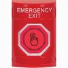Show product details for SS2007EX-EN STI Red No Cover Weather Resistant Momentary (Illuminated) with Red Lens Stopper Station with EMERGENCY EXIT Label English