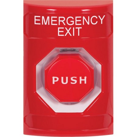SS2008EX-EN STI Red No Cover Pneumatic (Illuminated) Stopper Station with EMERGENCY EXIT Label English