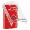 Show product details for SS2020PX-ES STI Red Indoor Only Flush or Surface Cover Key-to-Reset Stopper Station with PUSH TO EXIT Label Spanish