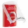 Show product details for SS2021EX-ES STI Red Indoor Only Flush or Surface Turn-to-Reset Stopper Station with EMERGENCY EXIT Label Spanish