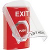 Show product details for SS2021XT-EN STI Red Indoor Only Flush or Surface Cover Turn-to-Reset Stopper Station with EXIT Label English