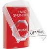 Show product details for SS2022HV-EN STI Red Indoor Only Flush or Surface Cover Key-to-Reset (Illuminated) Stopper Station with HVAC SHUT DOWN Label English