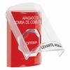 Show product details for SS2022PS-ES STI Red Indoor Only Flush or Surface Key-to-Reset (Illuminated) Stopper Station with FUEL PUMP SHUT DOWN Label Spanish