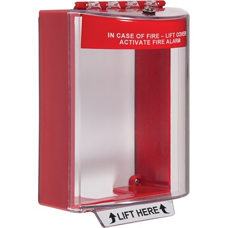 STI-13220FR STI Universal Stopper Dome Cover Surface Mount and Hood with Horn - Fire Label - Red