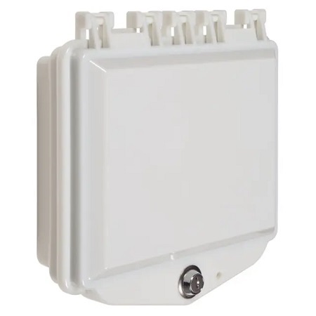 STI-7510F-OW STI NEMA Rated Indoor/Outdoor Polycarbonate Enclosure with Enclosed Back Box and Exterior Key Lock- 5.91" H x 8.56" W x 2.376" D - White - Solid Door