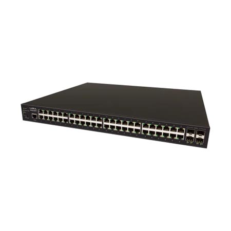 SW-610-48P-F Luxul 48 Gigabit PoE Ports + 4 10 Gigabit SFP+ Ports 740W Total Budget L3 Managed Rackmount PoE Switch