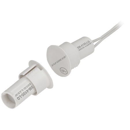 SM-4105-LQ-W-10 Seco-Larm 3/4" Steel Door Recessed-Mount Magnetic Contact Switch with 18" Lead - White - 10 Pack