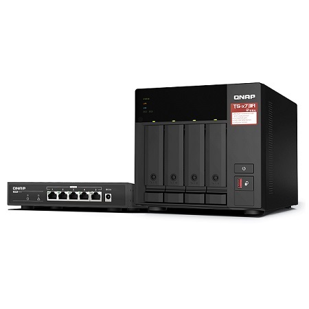 TS-473A-SW5T-US Qnap 4-Bay Desktop NAS 2.2 GHz AMD Ryzen V1000 series V1500B 4C 8 GB RAM - No HDD