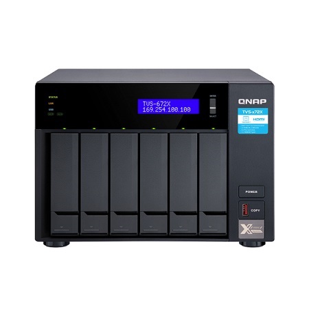 [DISCONTINUED] TVS-672X-i3-8G-US QNAP 6-Bay Desktop NAS 3.1 GHz Intel Core i3-8100T 4-core 8GB RAM - No HDD