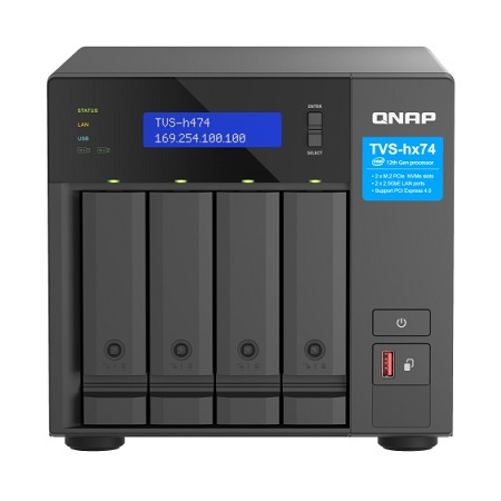 TVS-h474-PT-8G-US QNAP 4-Bay Desktop NAS 3.7 GHz Intel Pentium Gold G7400 2-core 8GB RAM - No HDD